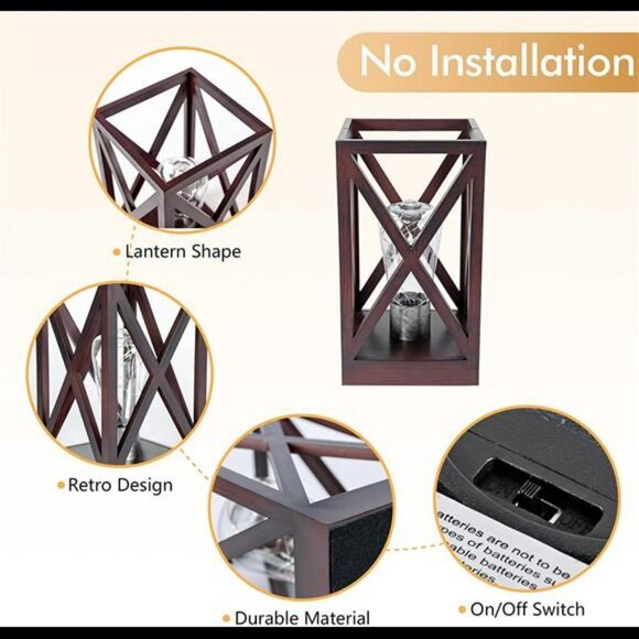 2 Pack Retro Battery Powered Table Lamps, Battery Operated Cordless Desk - Picture 6 of 6